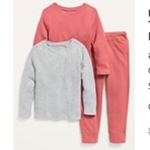 Old Navy Unisex solid thermal knit t shirt & jersey leggings 3pc set for toddler